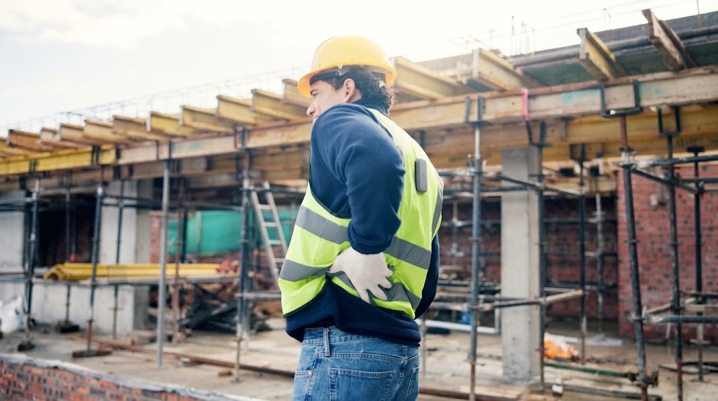 worker at construction site with back pain
