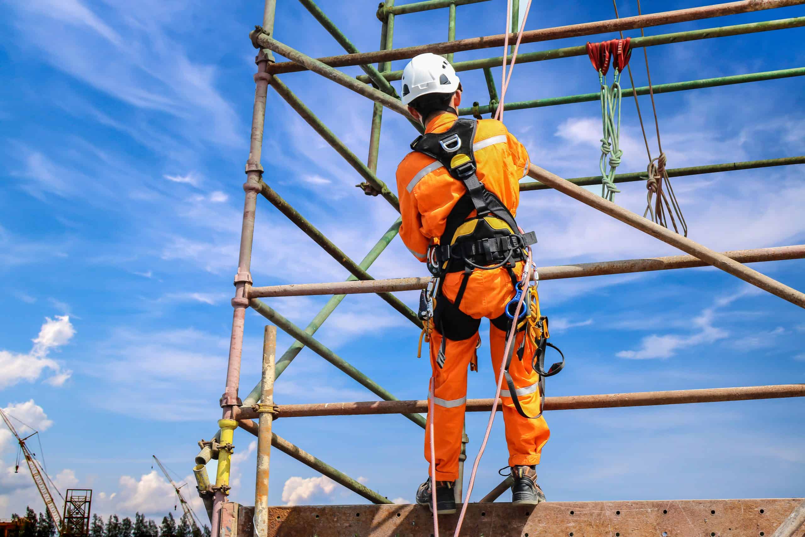 Construction,Workers,Wearing,Safety,Harness,Belt,During,Training,At,High Construction | Safety | Fall Protection